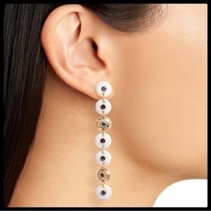 Open Edit Disc Linear Drop Earrings White Purple and Gold